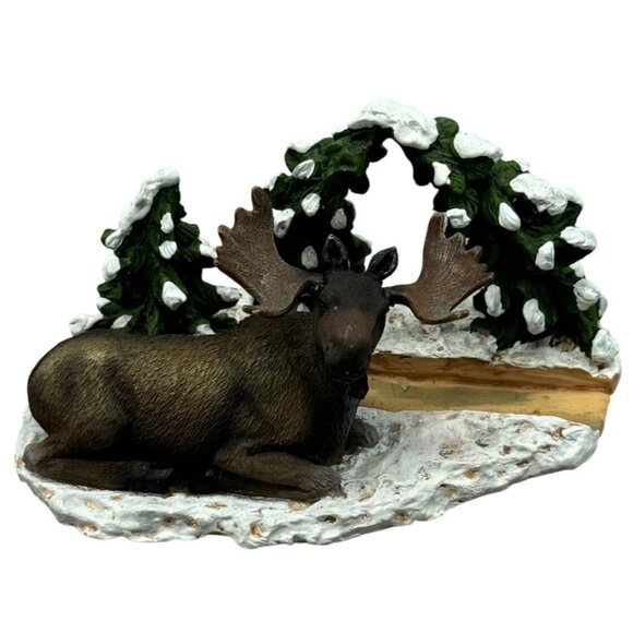 Wild Animals Moose Figurine With Snowy Trees Winter Scene Used READ - Picture 1 of 8